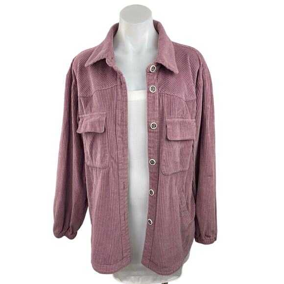 Velvet Heart Women's Corduroy Pink Button Up Collared Long Sleeve Lapel Coat S - Picture 1 of 4